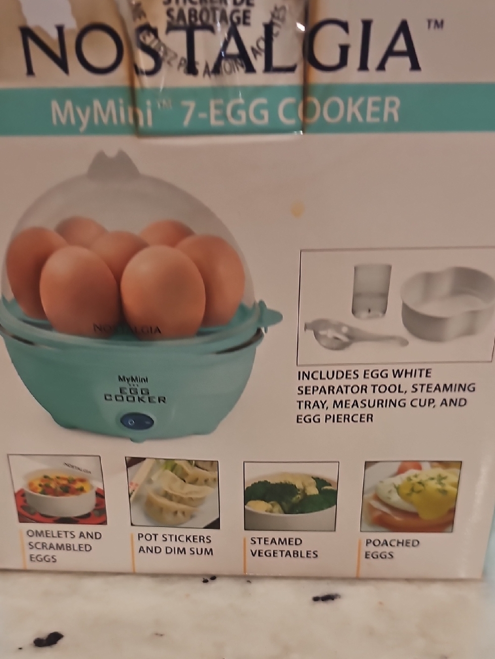 Nostalgia Aqua MyMini 7-Egg Cooker with Clear Dome